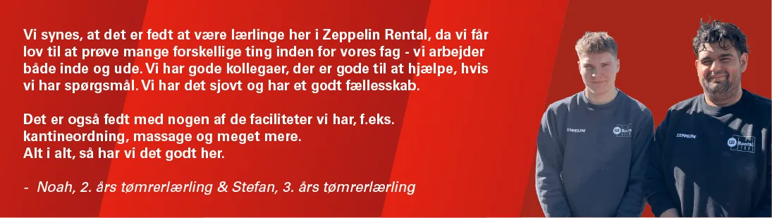 Tømrerlærling hos Zeppelin Rental udtalelse