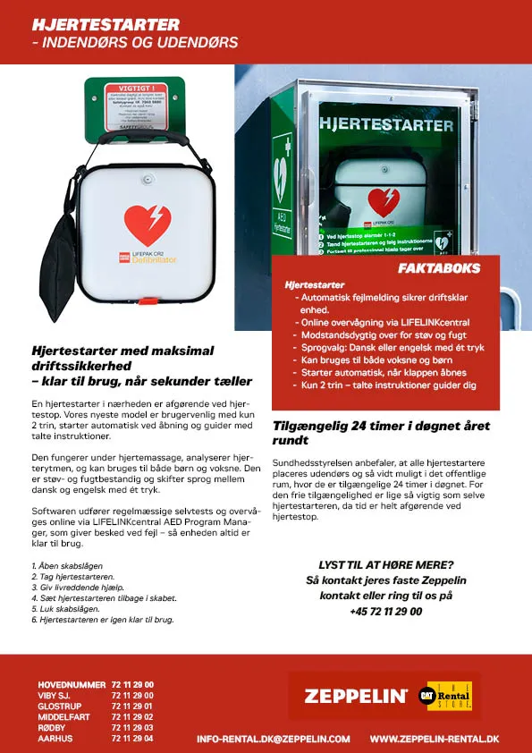 Hjertestarter til byggepladsen Zeppelin Rental