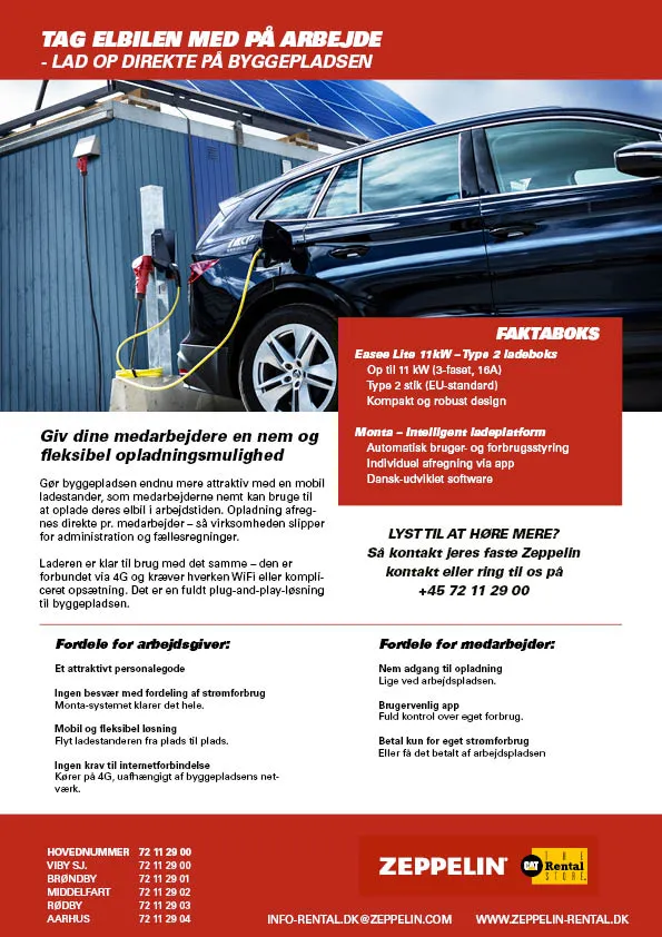 Ladestander til byggepladsen hos Zeppelin Rental