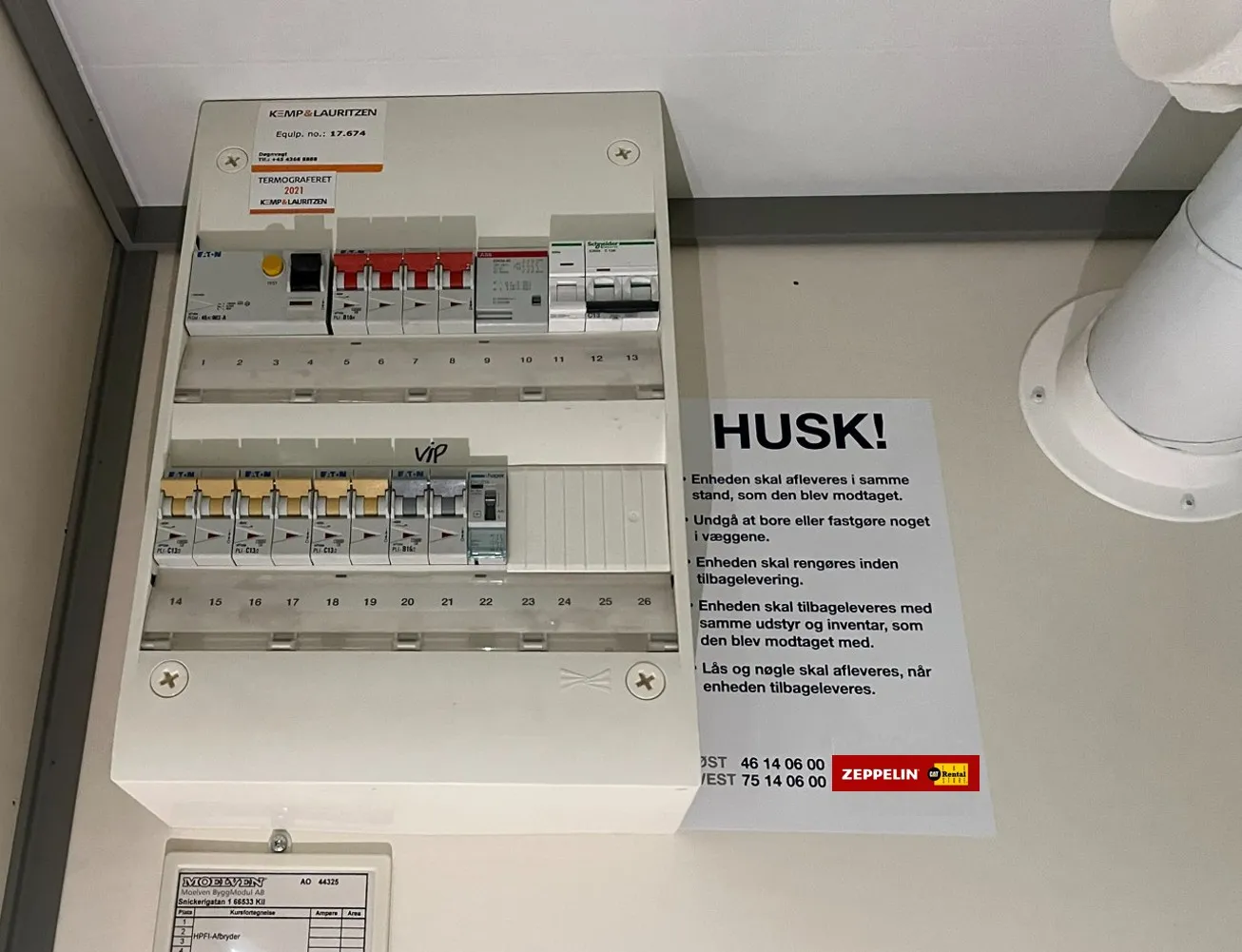 Hovedtavle i modul Zeppelin Rental Danmark
